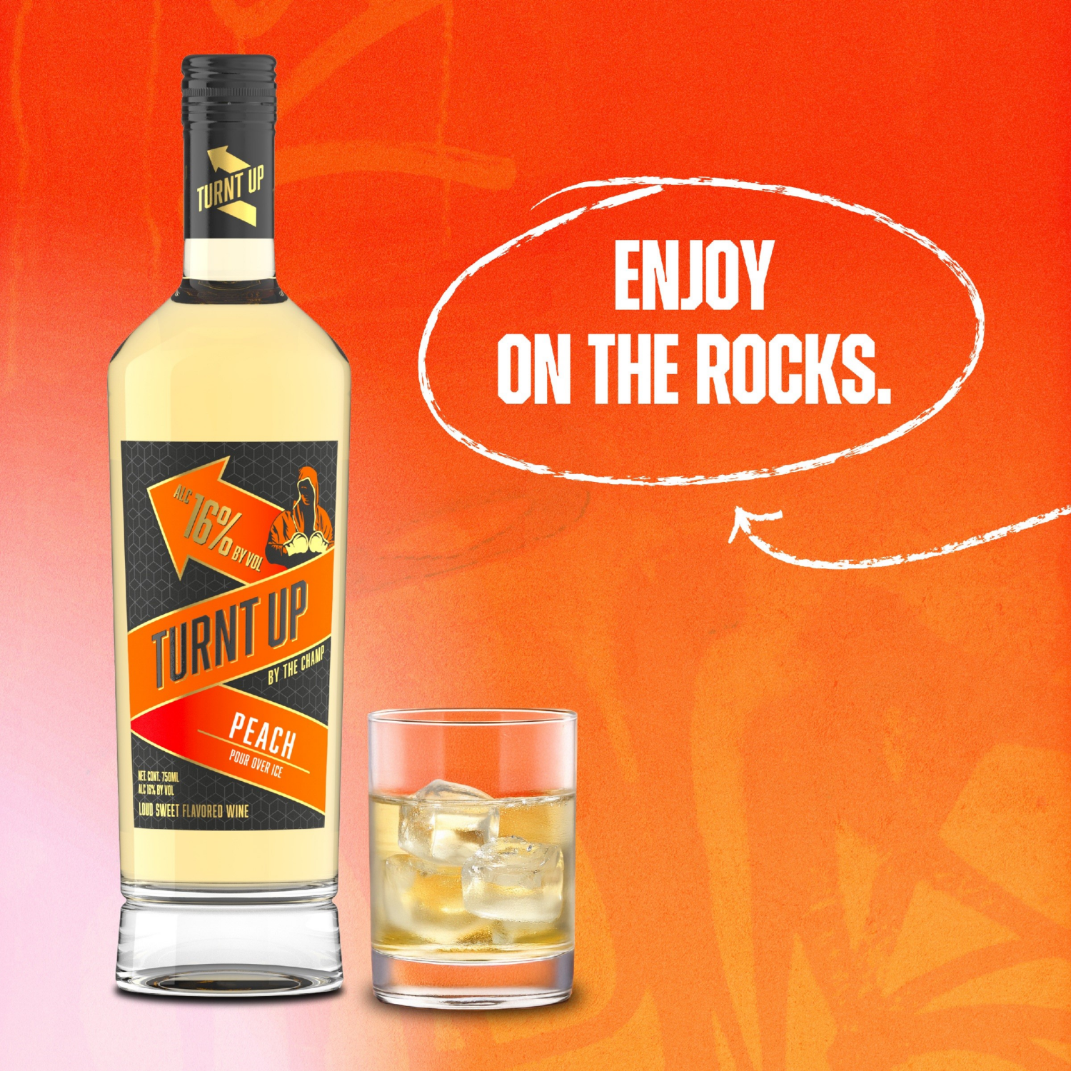 slide 2 of 4, Turnt Up By The Champ Peach Sweet White Wine 750 ml, 750 ml