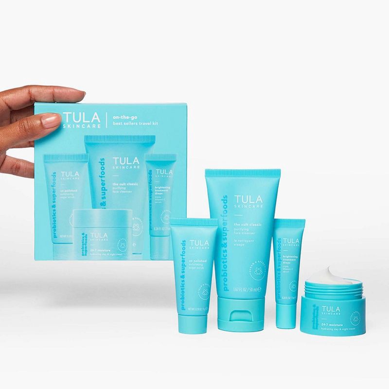 slide 3 of 4, TULA SKINCARE On The Go Best Seller Travel Kit - 4pc - Ulta Beauty, 4 ct