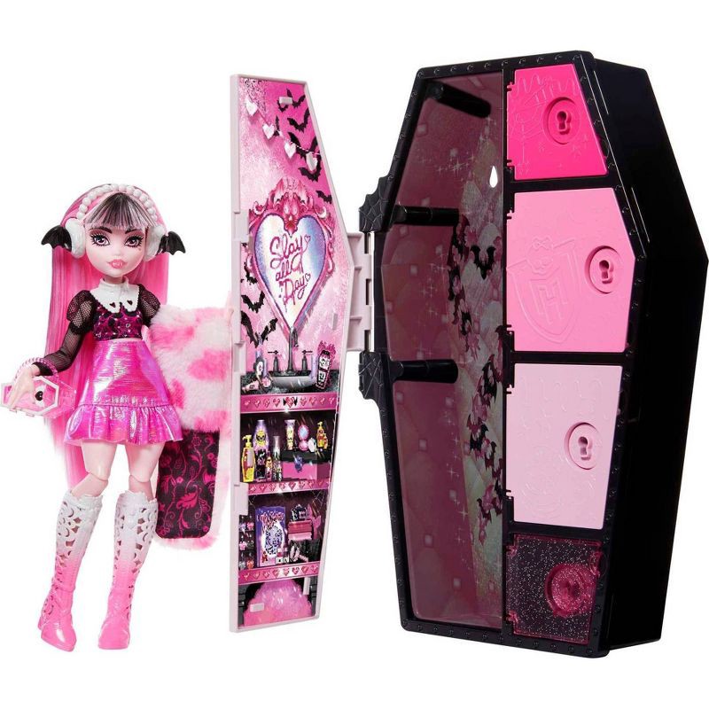 slide 3 of 6, Monster High Skulltimates Secrets Fearidescent Draculaura Fashion Doll, 1 ct