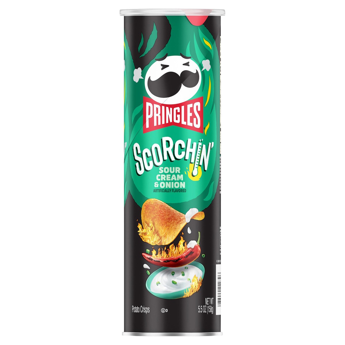 Pringles Scorchin' Potato Crisps Chips, Sour Cream and Onion, Fiery ...