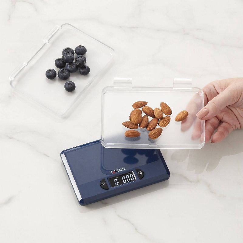 slide 3 of 12, Taylor Precision 4.4lb Digital Kitchen Food Scale with Weighing Tray Blue, 4.4 lb