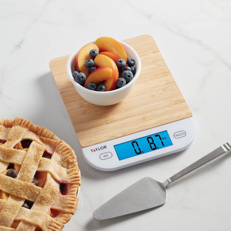 slide 9 of 11, Taylor Digital Kitchen 15lb Food Scale Eco-Friendly Bamboo, 15 lb