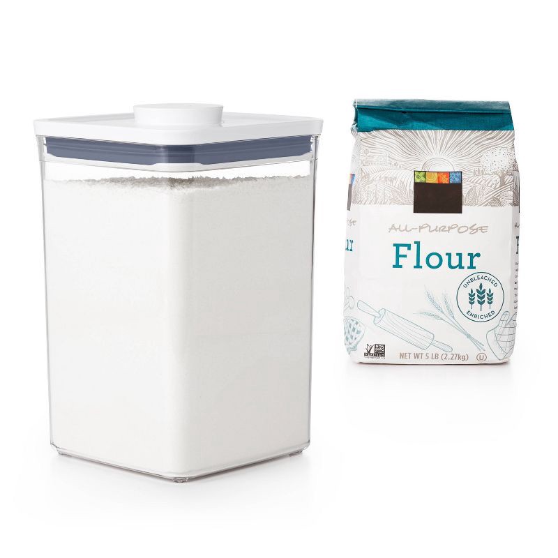 slide 2 of 7, OXO POP 4.4qt Plastic Big Square Airtight Food Storage Container Clear: Dishwasher-Safe, Silicone Lid, 4.4 qt