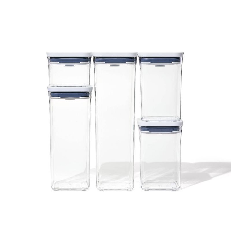 slide 2 of 5, OXO POP 5pc Plastic Airtight Food Storage Container Set White: Kitchen Canisters, Dishwasher-Safe, Lifetime Warranty, 5 ct
