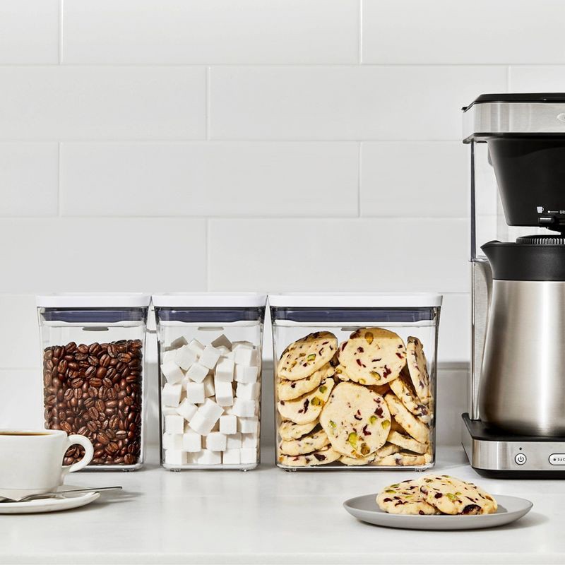 slide 2 of 10, OXO POP 3pc Plastic Food Storage Container Set Clear: Air Tight Seal, Dishwasher-Safe, Lifetime Warranty, 3 ct