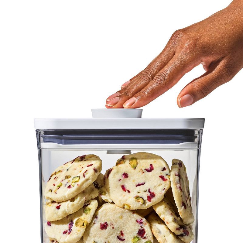 slide 4 of 10, OXO POP 3pc Plastic Food Storage Container Set Clear: Air Tight Seal, Dishwasher-Safe, Lifetime Warranty, 3 ct