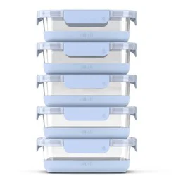 Ello 10pc Glass Meal Prep Food Storage Container Set Blue