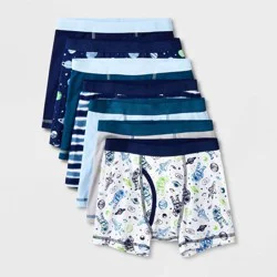 Boys' 7pk Space Boxer Briefs - Cat & Jack™ Blue/White M