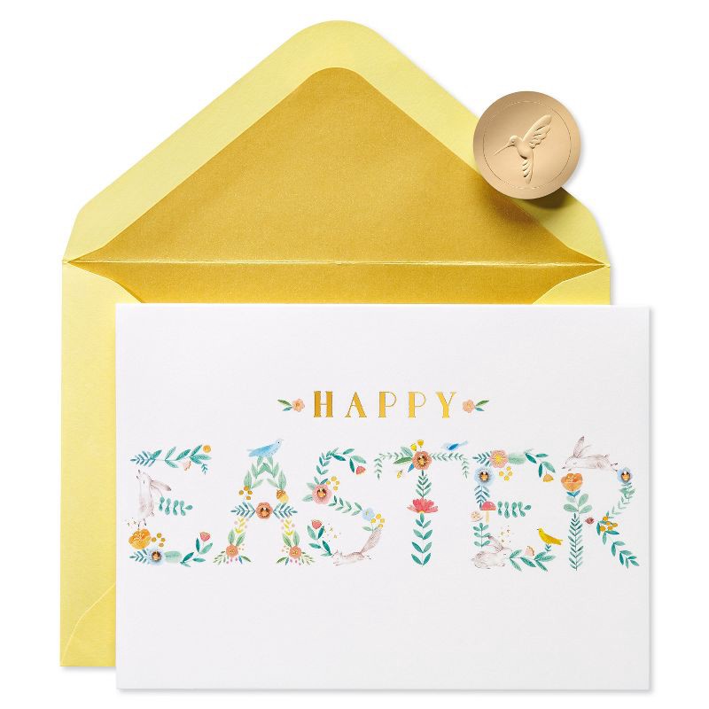 slide 1 of 1, Bunny Lettering Card White/Yellow - PAPYRUS, 1 ct