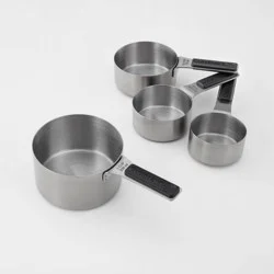 Cuisinart 4pc Stainless Steel Magnetic Measuring Cup Set Black/Silver: Nesting Design, Dishwasher-Safe