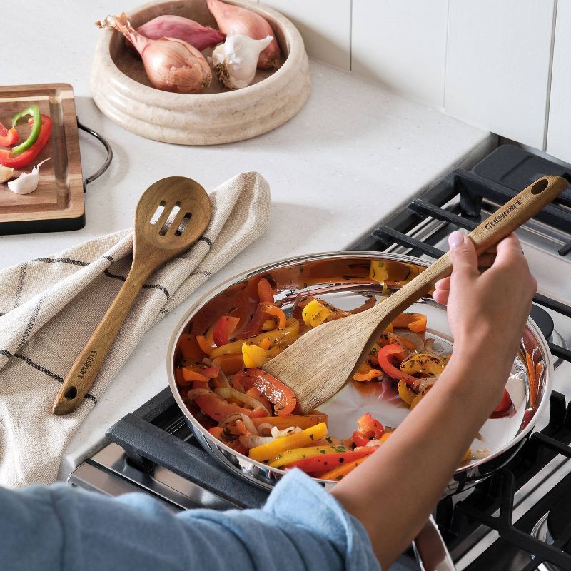 slide 2 of 5, Cuisinart 2pc Acacia Tool Set Natural Wood: Wooden Cooking Utensils, Slotted Spoon & Turner, Hand Wash, Adult Use, 2 ct