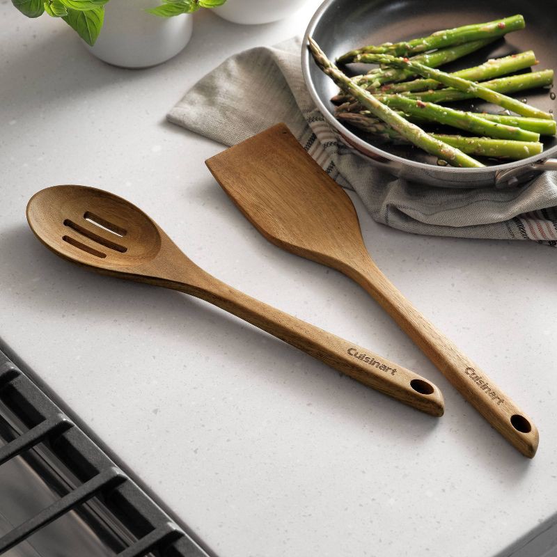 slide 3 of 5, Cuisinart 2pc Acacia Tool Set Natural Wood: Wooden Cooking Utensils, Slotted Spoon & Turner, Hand Wash, Adult Use, 2 ct
