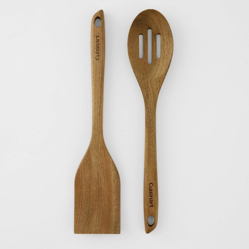 slide 4 of 5, Cuisinart 2pc Acacia Tool Set Natural Wood: Wooden Cooking Utensils, Slotted Spoon & Turner, Hand Wash, Adult Use, 2 ct