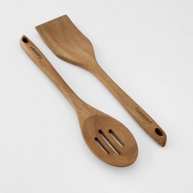slide 1 of 5, Cuisinart 2pc Acacia Tool Set Natural Wood: Wooden Cooking Utensils, Slotted Spoon & Turner, Hand Wash, Adult Use, 2 ct