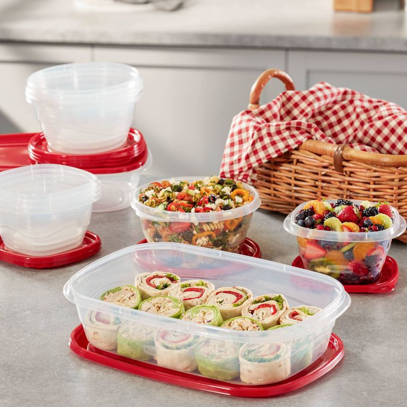 slide 7 of 8, Rubbermaid TakeAlong 2pk 1.1gal Plastic Rectangle Food Storage Containers - Ruby Red: Microwave & Freezer Safe, 2 ct, 1.1 gal