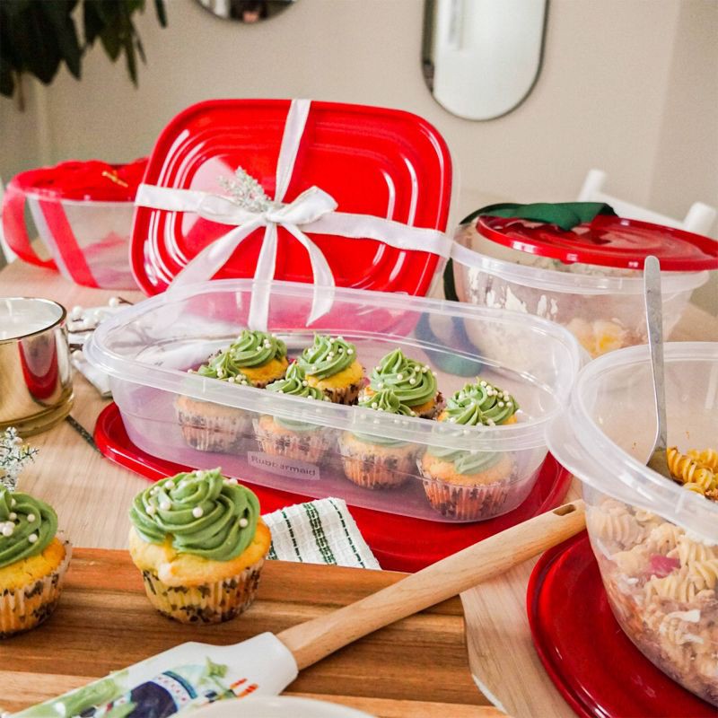 slide 8 of 8, Rubbermaid TakeAlong 2pk 1.1gal Plastic Rectangle Food Storage Containers - Ruby Red: Microwave & Freezer Safe, 2 ct, 1.1 gal