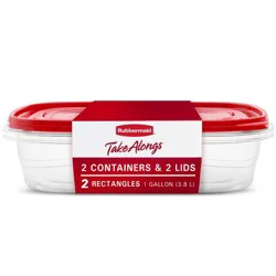 Rubbermaid TakeAlong 2pk 1.1gal Plastic Rectangle Food Storage Containers - Ruby Red: Microwave & Freezer Safe