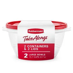 Rubbermaid TakeAlong 15.7 Cup Plastic 2pk Serving Bowls Clear: Food Storage Containers, Microwave & Freezer Safe