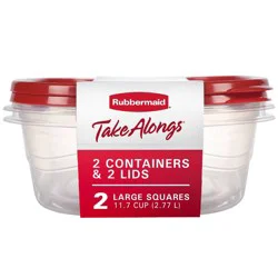 Rubbermaid TakeAlong 11.7 Cup Plastic 2pk Large Square Food Storage Container Clear: Microwave & Freezer Safe