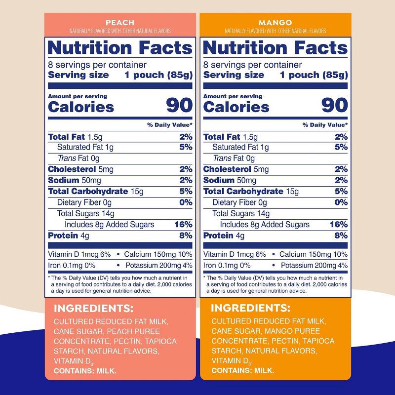 slide 2 of 7, GoGo SqueeZ yogurtZ Low Fat Peach & Mango Variety Pack - 3oz/16ct, 3 oz, 16 ct