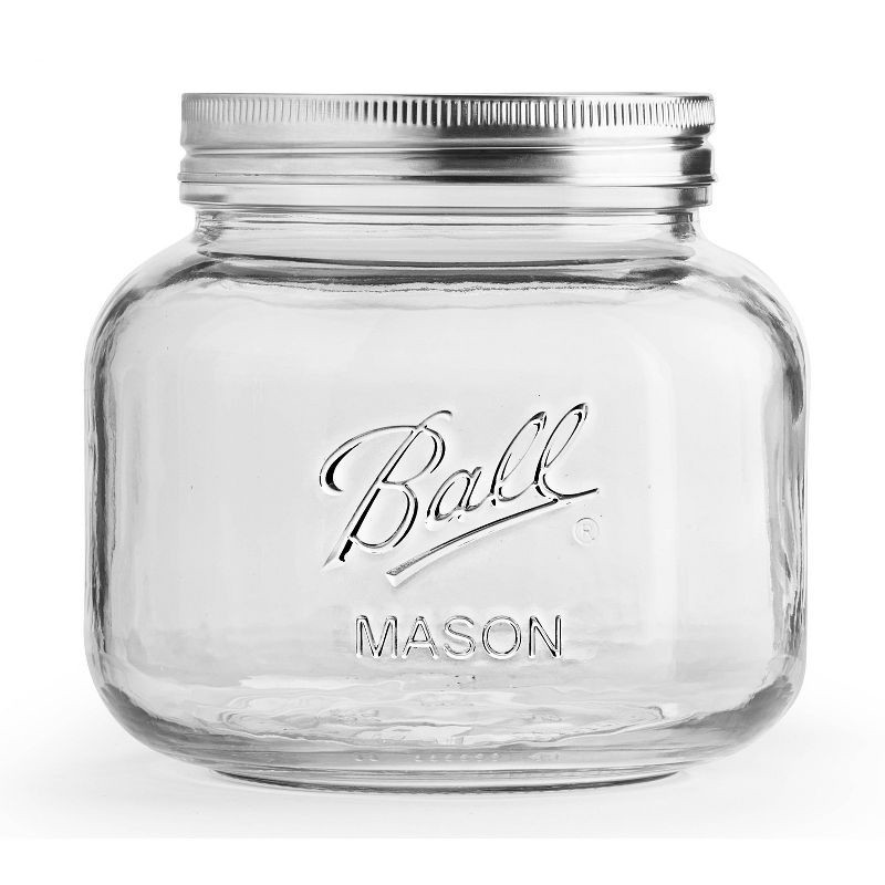 slide 1 of 9, Ball 64oz Glass Half Gallon Storage Jar Clear: Dishwasher-Safe, Wide Neck, 6" Height, 2.5 lbs, 64 oz, 2.5 lb
