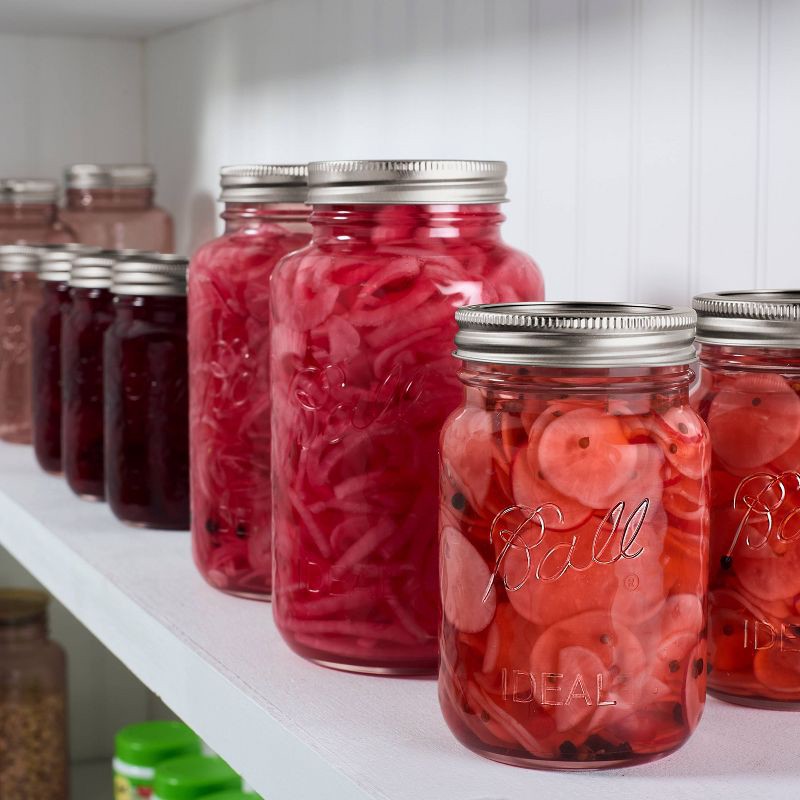 slide 7 of 8, Ball 32oz 4pk Glass Regular Mouth Rose Vintage Mason Jar with Lid and Band: Pink Canning Jars, Dishwasher-Safe, 4 ct; 32 oz