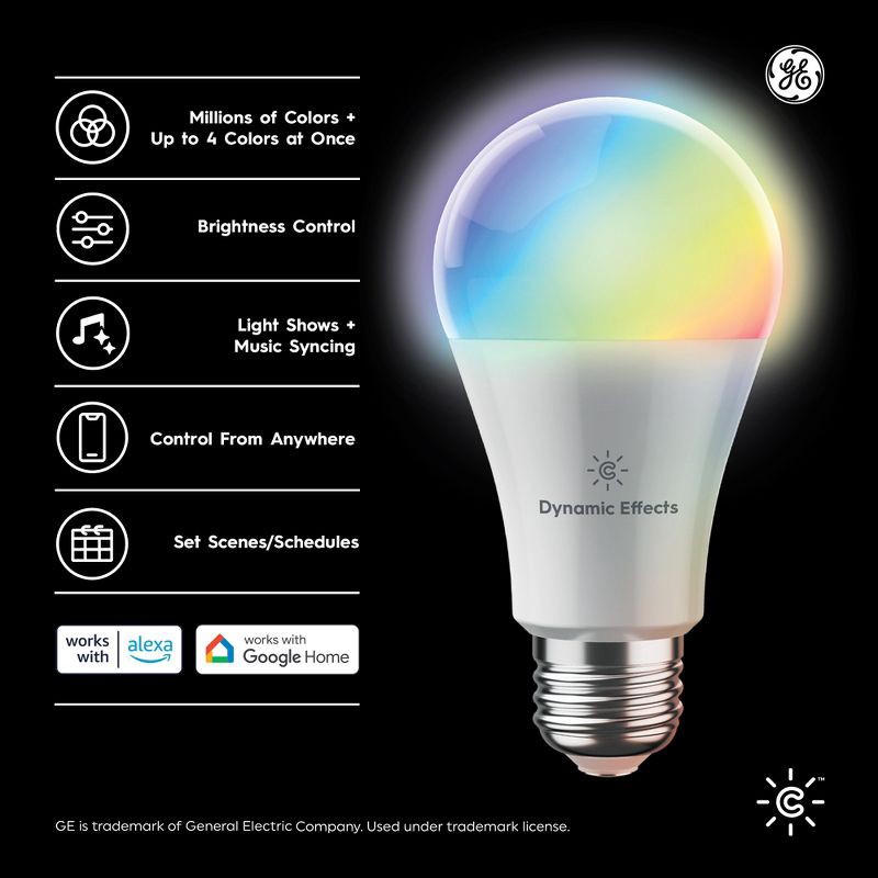 slide 2 of 6, GE Household Lighting GE CYNC Dynamic Effects A19 Smart LED Full Color Light Bulb, 1 ct
