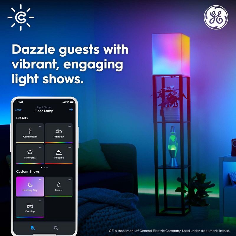 slide 4 of 6, GE Household Lighting GE CYNC Dynamic Effects A19 Smart LED Full Color Light Bulb, 1 ct