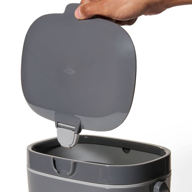slide 3 of 7, OXO 1.75g Plastic Easy Clean Compost Bin Gray: Indoor Kitchen Countertop Trash Can, 1.75 Gallon Capacity, 1.75 gram, 1.75 gal