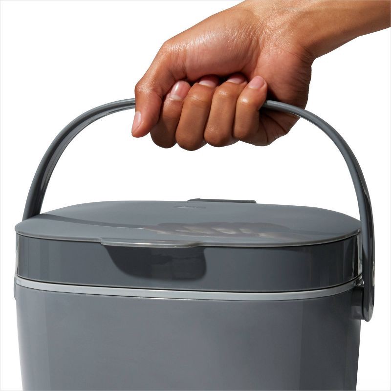 slide 5 of 7, OXO 1.75g Plastic Easy Clean Compost Bin Gray: Indoor Kitchen Countertop Trash Can, 1.75 Gallon Capacity, 1.75 gram, 1.75 gal