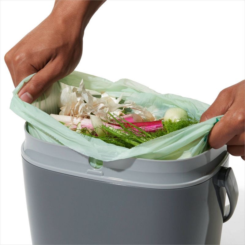 slide 6 of 7, OXO 1.75g Plastic Easy Clean Compost Bin Gray: Indoor Kitchen Countertop Trash Can, 1.75 Gallon Capacity, 1.75 gram, 1.75 gal