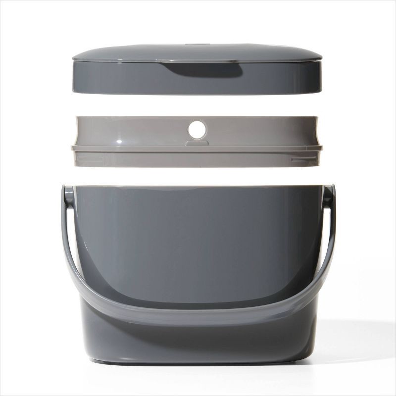 slide 7 of 7, OXO 1.75g Plastic Easy Clean Compost Bin Gray: Indoor Kitchen Countertop Trash Can, 1.75 Gallon Capacity, 1.75 gram, 1.75 gal