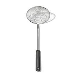 OXO Stainless Steel Scoop and Strain Skimmer Black: Dishwasher-Safe Skimmer Spoon, 14.6" Length, 5.4" Head Diameter
