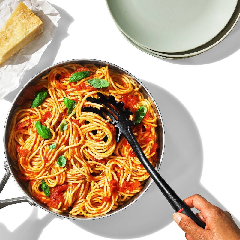 slide 4 of 6, OXO 3pc Nylon Utensil Set Black: Kitchen Utensils with Soft-Grip Handle, Includes Pasta Spoon & Slotted Turner, 3 ct