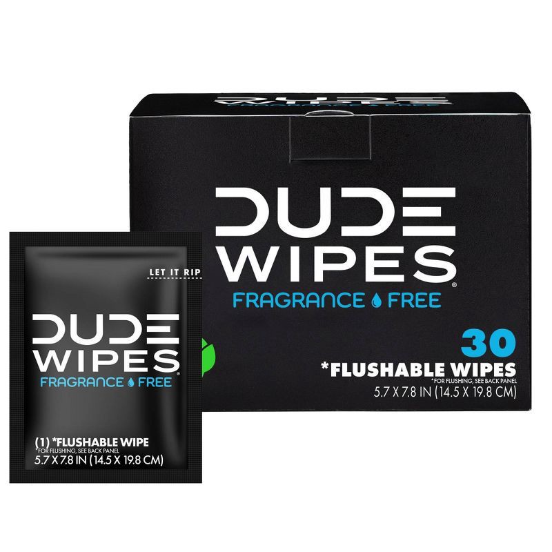 slide 1 of 8, Dude Wipes Fragrance Free On-The-Go Flushable Personal Wipes - 30ct, 30 ct