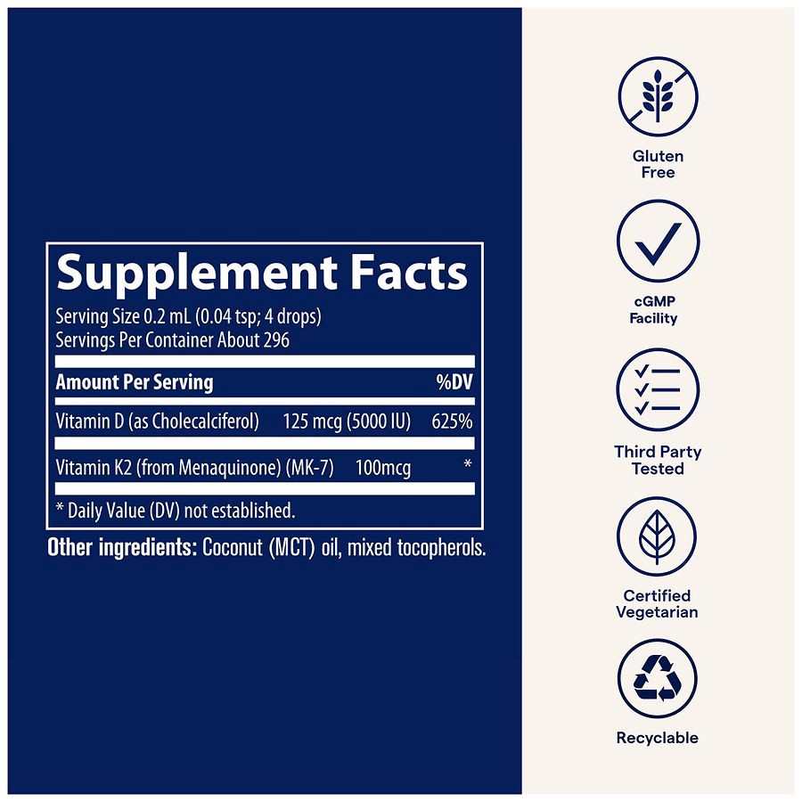 slide 3 of 5, Trace D3+K2 Liquid Supplement 2 fl oz, 2 fl oz