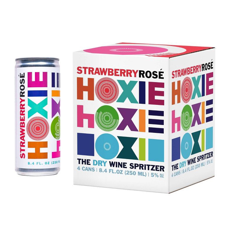 slide 1 of 6, Hoxie Strawberry Rose Wine Spritzer - 4pk/250ml Cans, 4 ct; 250 ml