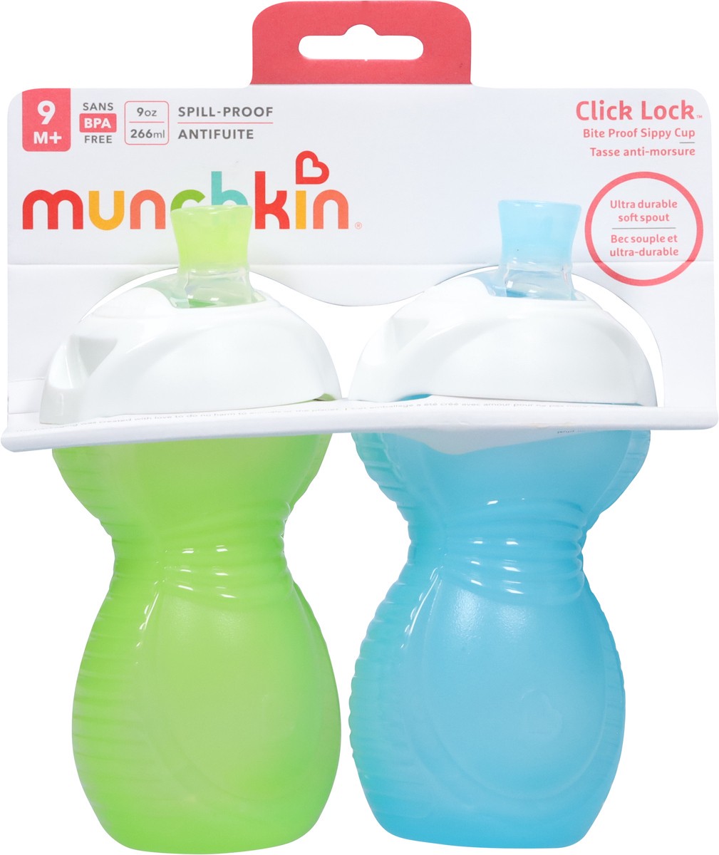 slide 9 of 9, Munchkin Click Lock 9 Ounce Bite Proof Sippy Cups 2 ea, 2 ct