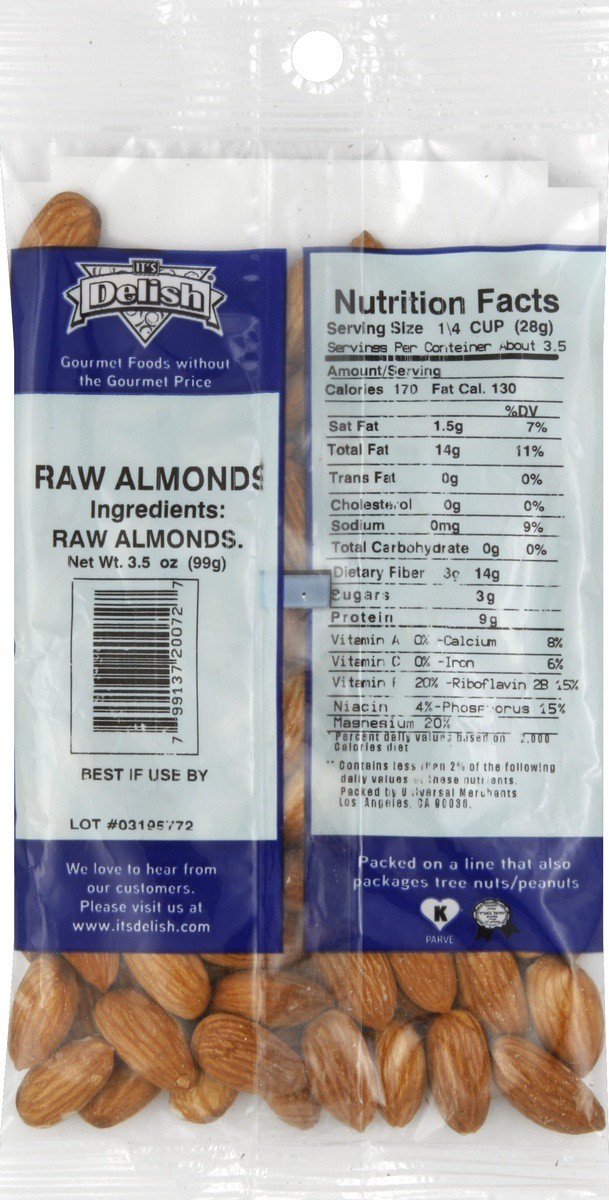 slide 2 of 4, It's Delish Almonds 3.5 oz, 3.5 oz
