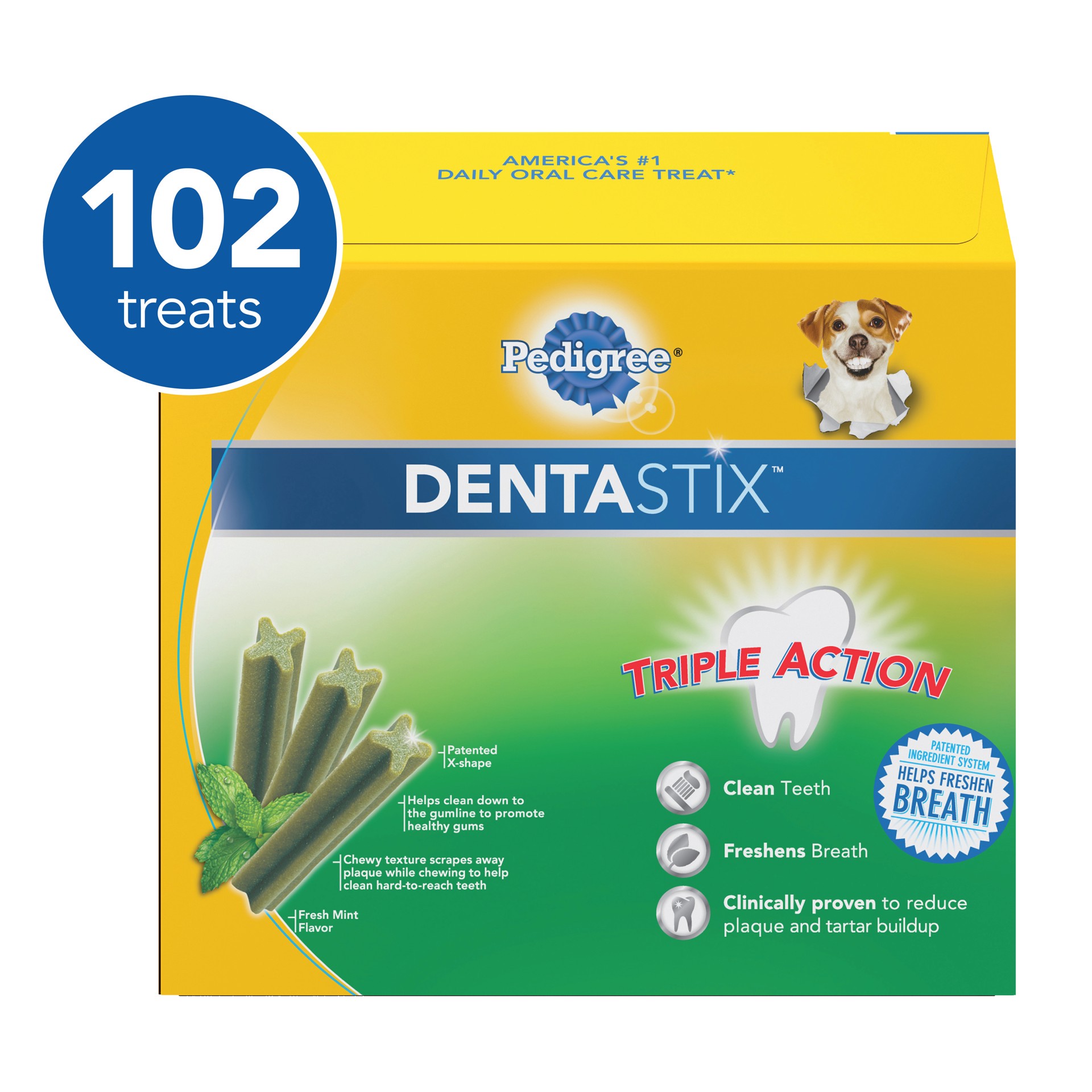 slide 5 of 5, Pedigree DENTASTIX Fresh Adult Dental Peppermint Flavor Dog Treats - 102ct, 24.6 oz