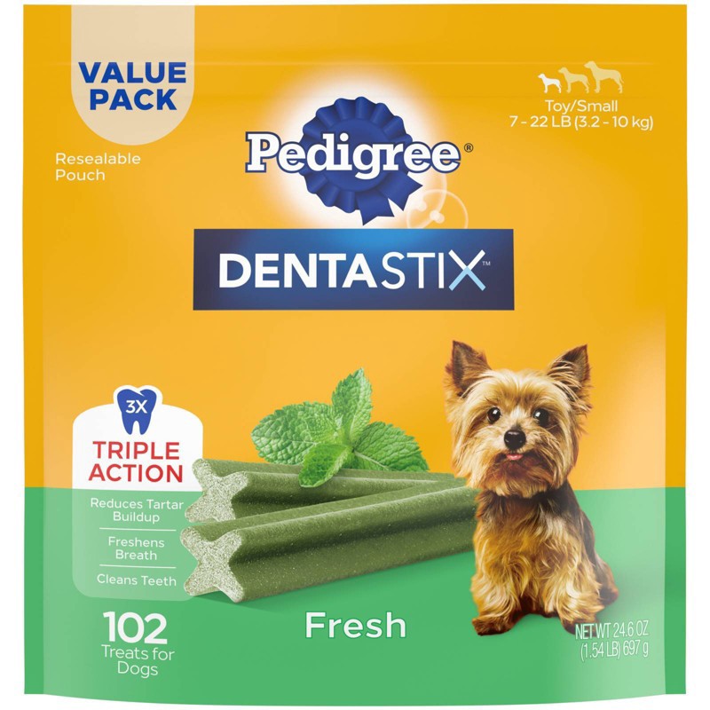 slide 1 of 5, Pedigree DENTASTIX Fresh Adult Dental Peppermint Flavor Dog Treats - 102ct, 24.6 oz