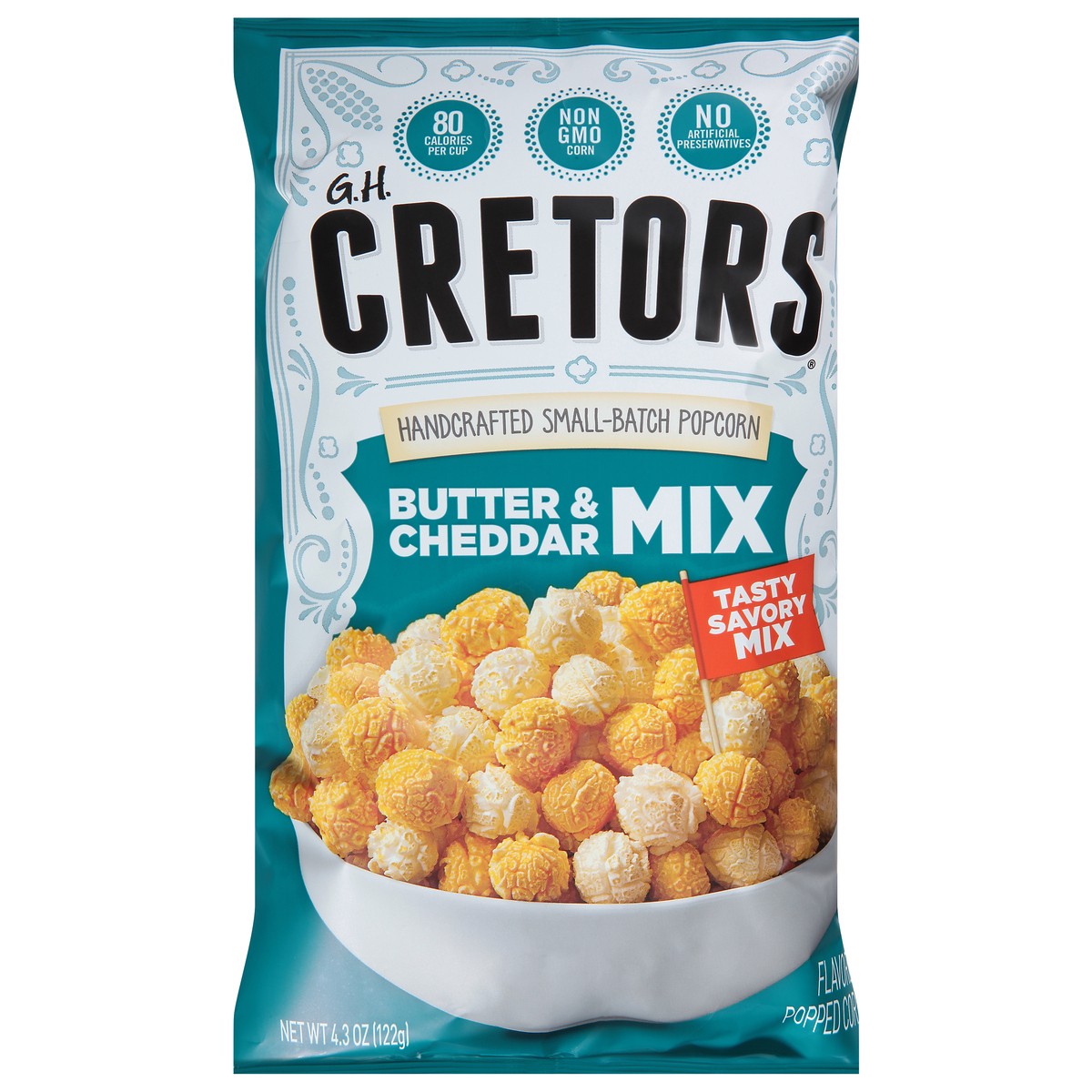 slide 1 of 9, Cretors Butter & Cheddar Mix Popcorn 4.3 oz, 4.3 oz