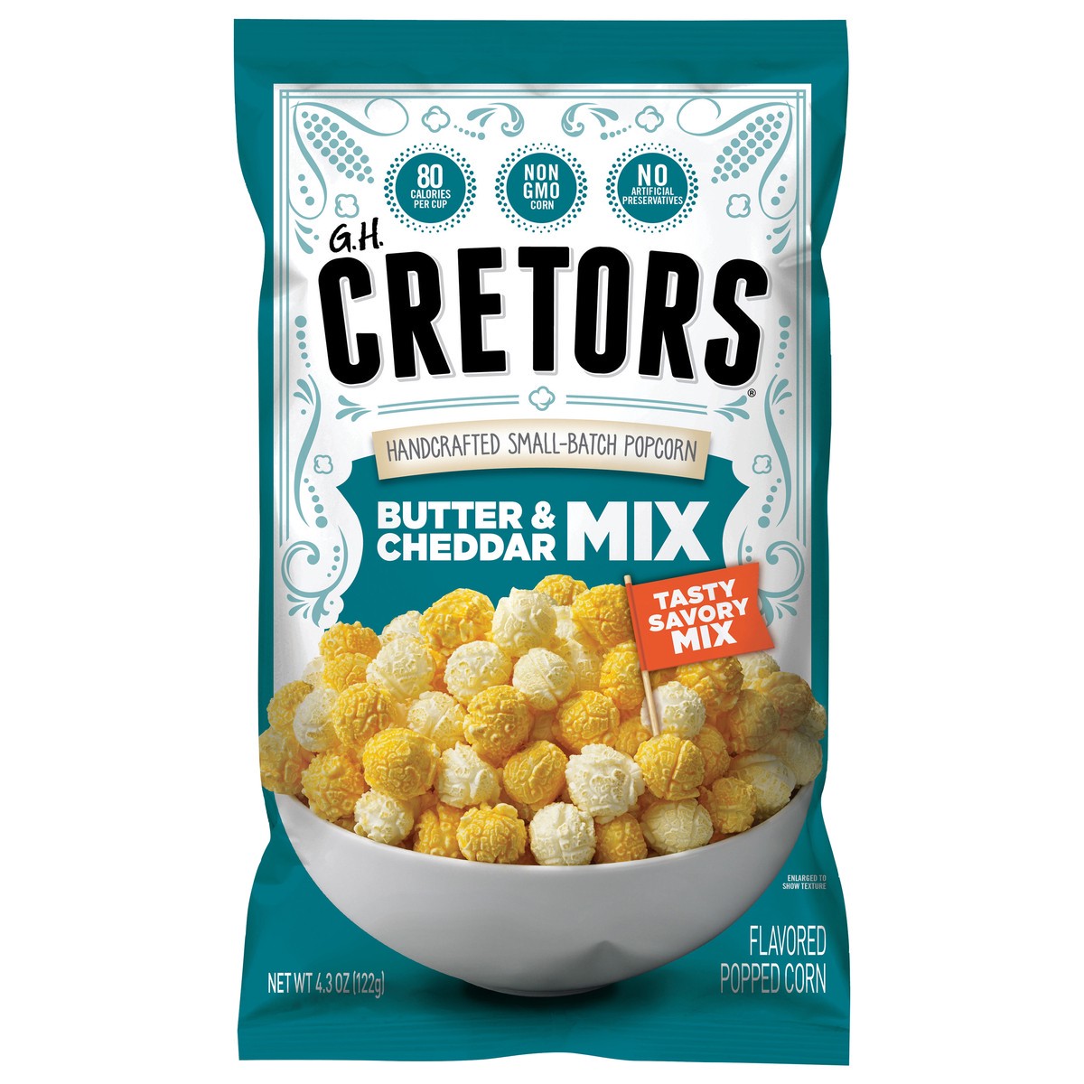slide 1 of 9, GH Cretors Cretors Butter & Cheddar Mix Popcorn 4.3 oz, 4.3 oz