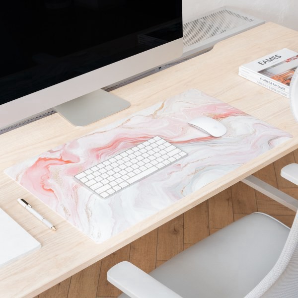 slide 2 of 4, Realspace™ Modern Desk Pad, 14-3/4"" x 26"", 30% Recycled, Pink Multi Swirl, 1 ct