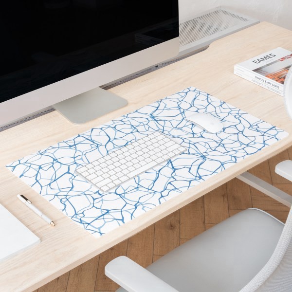 slide 3 of 4, Realspace™ Modern Desk Pad, 14-3/4"" x 26, 30% Recycled, Blue Abstract, 1 ct