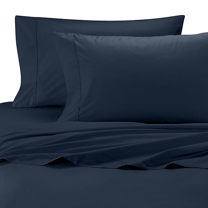 slide 1 of 1, Wamsutta Cool Touch Percale Cotton King Fitted Sheet - Navy, 1 ct