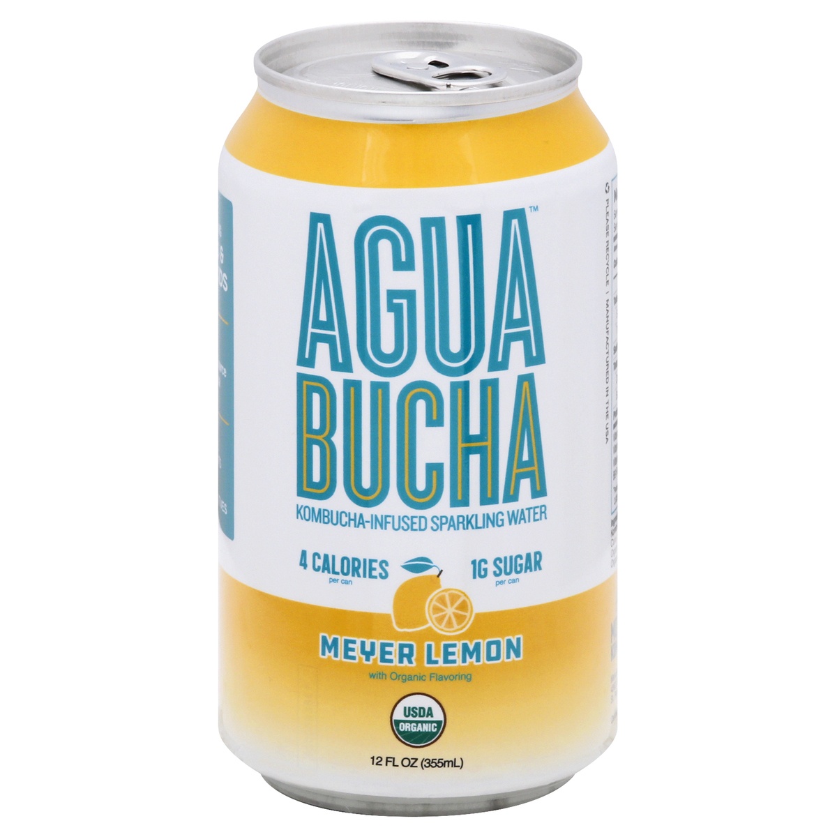 slide 1 of 1, Agua Bucha Sparkling Water, Kombucha-Infused, Meyer Lemon - 12 oz, 12 oz