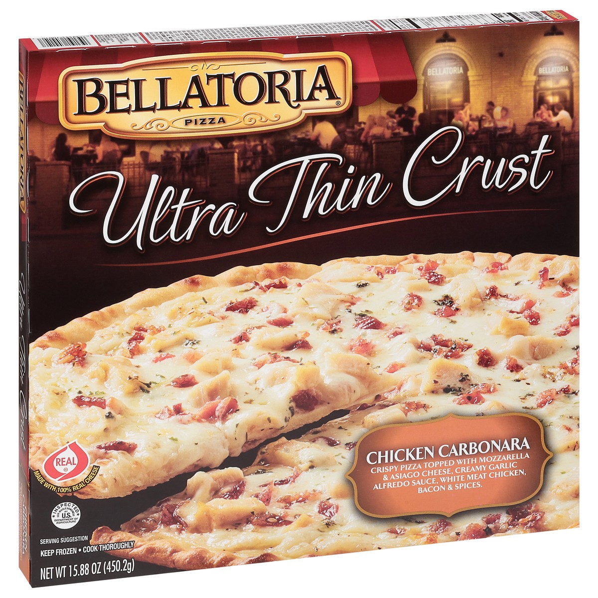 slide 9 of 9, Bellatoria Ultra Thin Crust Chicken Carbonara Pizza 15.88 oz, 15.88 oz