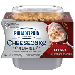 Philadelphia Cheesecake Crumble Dessert, 2 Pack, for Easy Desserts and On-the-Go Snacking, Cherry, No Artificial Preservatives, Flavors or Dyes, 6.6 oz
