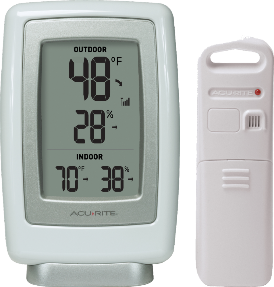 slide 1 of 1, AcuRite Digital Thermometer With Outdoor Temperature And Humidity, 4.8 in x 1.6 in x 0.9 in